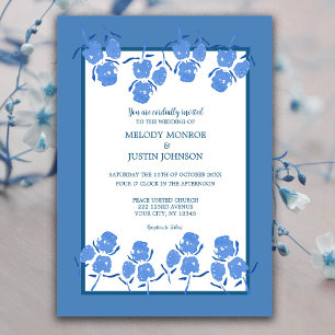 Romantic Dusty Blue Floral Wedding Invitation