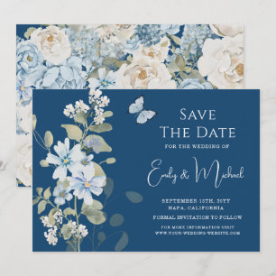 Romantic Dusty Blue Floral Wedding Save The Date