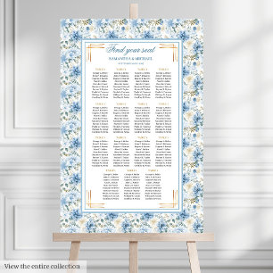 Romantic Dusty Blue Gold Boho Seating Chart