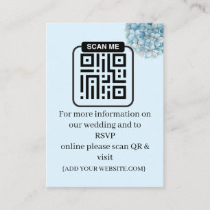 Romantic Dusty Blue Hydrangea Watercolor Wedding  Enclosure Card