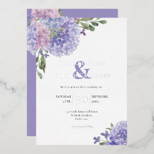 Romantic Dusty Blue & Lilac Watercolor Hydrangeas