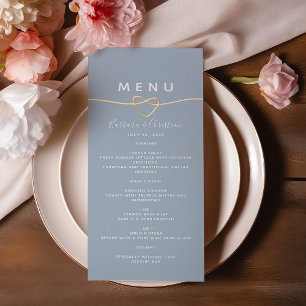 Romantic Dusty Blue Wedding Menu