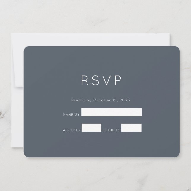 Romantic Dusty Blue Wedding RSVP Invitation (Front)
