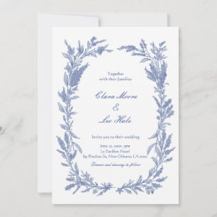Romantic Dusty Blue Wildflower Wreath Wedding Invitation