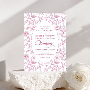 Romantic Dusty Pink Roses Pattern Wedding Invite