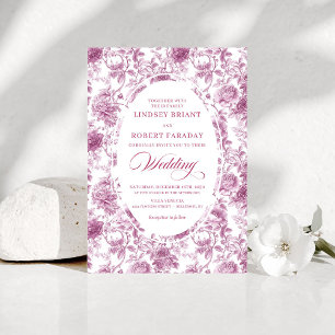 Romantic Dusty Pink Toile de Jouy Wedding Invites
