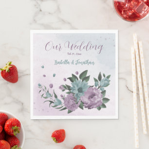 romantic dusty purple and blue flowers napkin