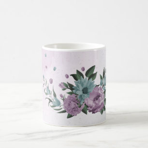 romantic dusty purple & blue floral coffee mug