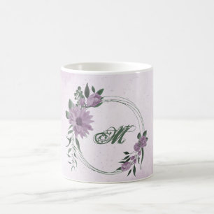 romantic dusty purple flowers greenery coffee mug