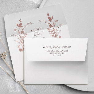 Romantic Dusty Rose Botanical Wedding Envelope