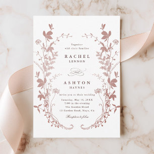 Romantic Dusty Rose Botanical Wedding Invitation