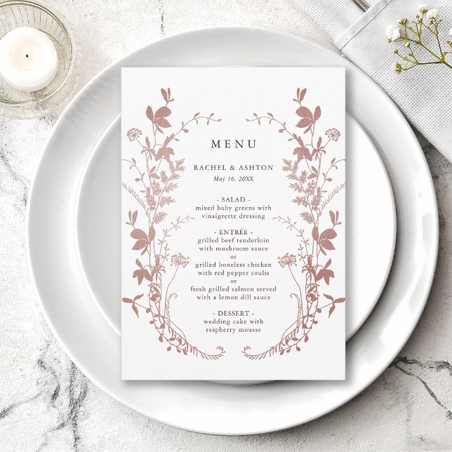 Romantic Dusty Rose Botanical Wedding Menu (Creator Uploaded)