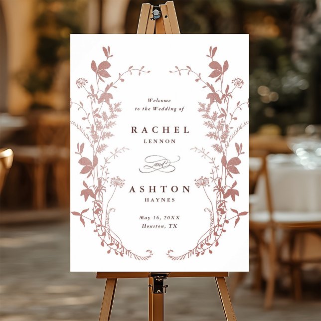 Romantic Dusty Rose Botanical Wedding Welcome Sign (Creator Uploaded)