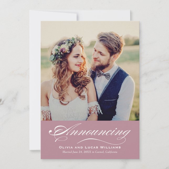 Romantic Dusty Rose Calligraphy Reception Invitation (Front)