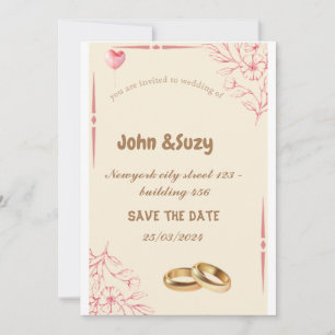 Romantic Dusty Rose Floral Wedding Invitation  