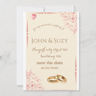 Romantic Dusty Rose Floral Wedding Invitation |