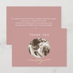 Romantic Dusty Rose Photo Wedding Thank You Card