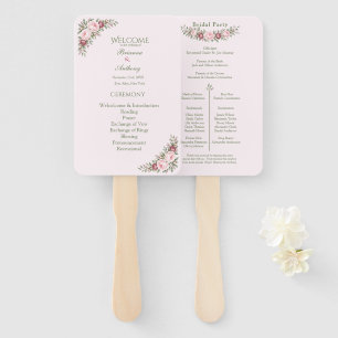 Romantic dusty rose pink peony botanical wedding hand fan