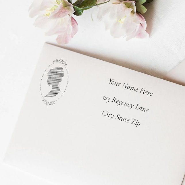 Romantic Dusty Rose Regency Botanical Cameos  Self-inking Stamp (Creator Uploaded)