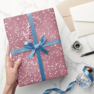 Romantic Dusty Rose Shimmer White Glitter Pattern Wrapping Paper