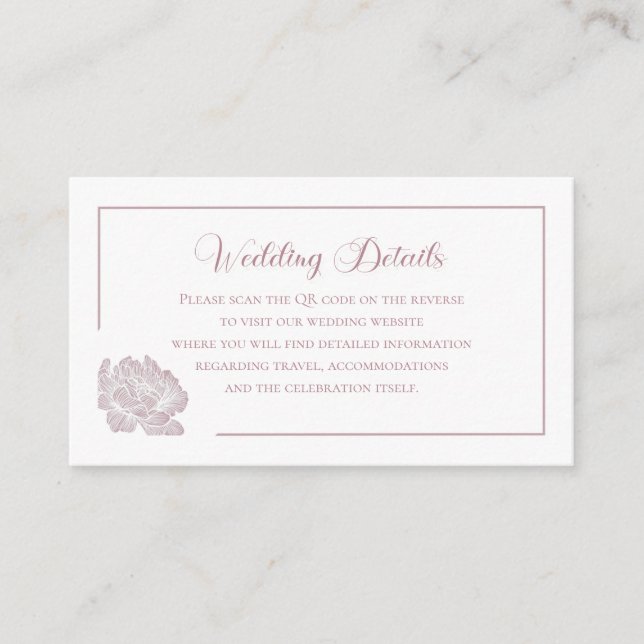 Romantic Dusty White Pink Floral QR code Enclosure Card (Front)