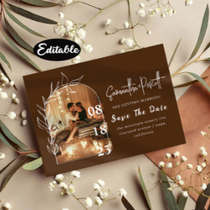 Romantic Earthy Green Arch Save The Date Cards
