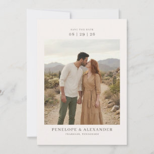 Romantic Earthy Minimalist Photo Save The Date
