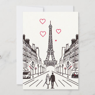 Romantic Eiffel Tower Encounter - Love Blossoms Holiday Card