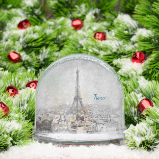 Romantic Eiffel Tower Paris Snow Globe – Vintage 