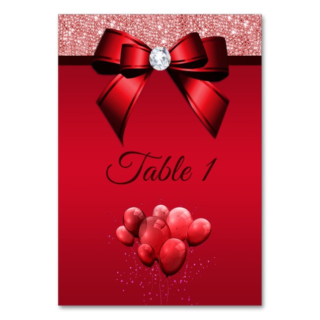 Romantic Elegance Birthday Party Table Number (Front)