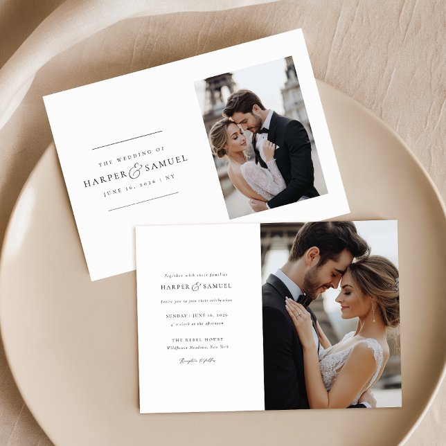 Romantic Elegant 2 Photo Wedding Invitation (Creator Uploaded)