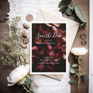 Romantic Elegant Burgundy Rose Save The Date Card