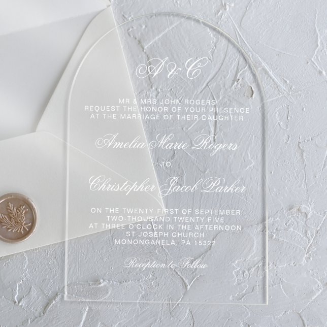 Romantic Elegant Calligraphy Wedding Acrylic Invitations (Creator Uploaded)