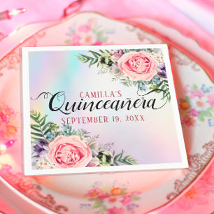 Romantic Elegant Charming Floral Quinceañera Napkin