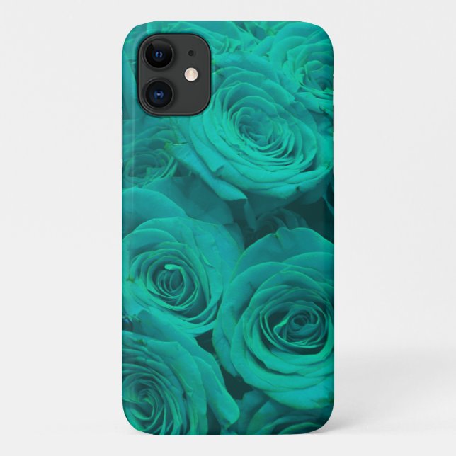 Romantic elegant classic  teal-green roses Case-Mate iPhone case (Back)