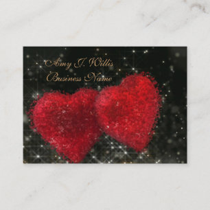 Romantic Elegant Classy Two Red Hearts Business Card
