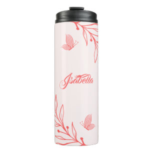 Romantic elegant coral floral  thermal tumbler