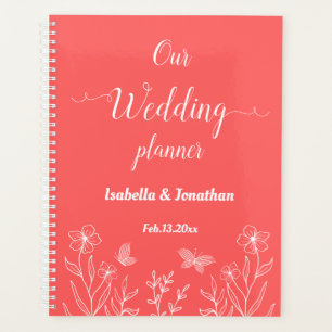 Romantic elegant coral pink floral wedding planner