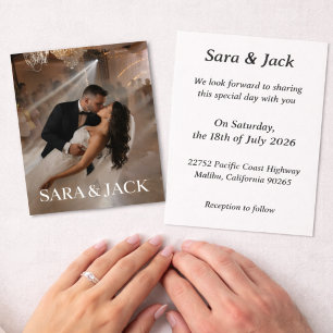 Romantic Elegant Couple Photo Modern Wedding Invitation