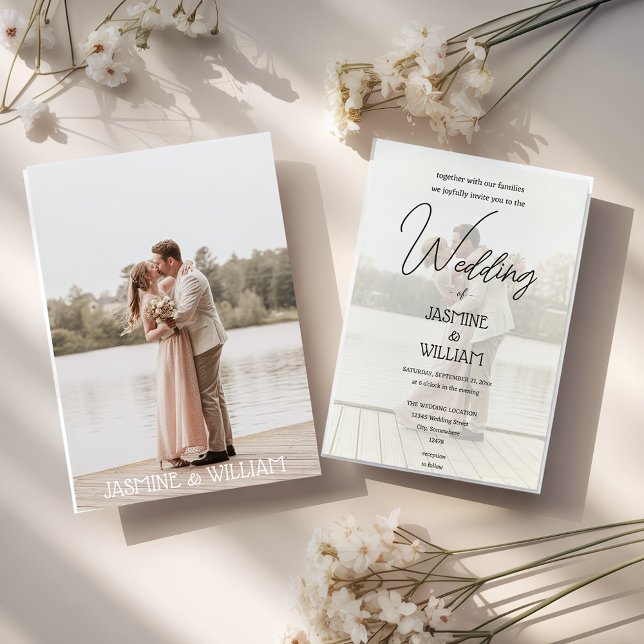 Romantic Elegant Couple's Photo Wedding Invitation (Creator Uploaded)