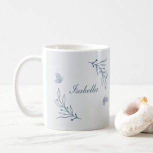 Romantic elegant dusty blue floral coffee mug