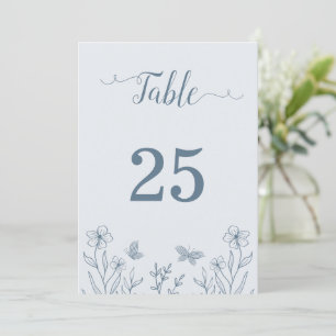Romantic elegant dusty blue floral table number