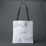 Romantic elegant dusty blue floral  tote bag<br><div class="desc">Unique simple tote bag featuring romantic and elegant dusty blue flowers on light blue background
FOR MORE MATCHING PRODUCTS click on the collection above or contact me.</div>