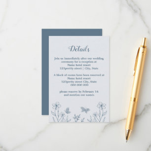 Romantic elegant dusty blue floral wedding enclosure card