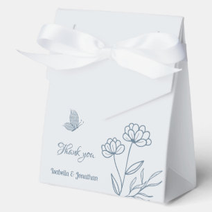 Romantic elegant dusty blue floral wedding favour box