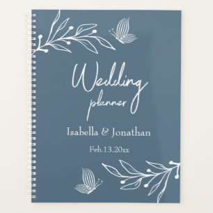Romantic elegant dusty blue floral wedding planner