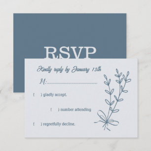 Romantic elegant dusty blue floral wedding RSVP card