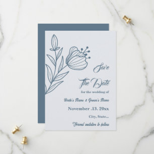 Romantic elegant dusty blue floral wedding save the date