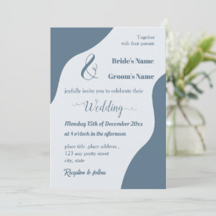 Romantic elegant dusty blue wedding invitation
