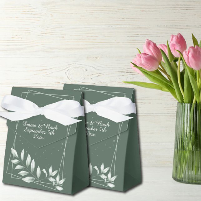 Romantic Elegant Faded Green Leaves  Favour Box (Creator Uploaded)